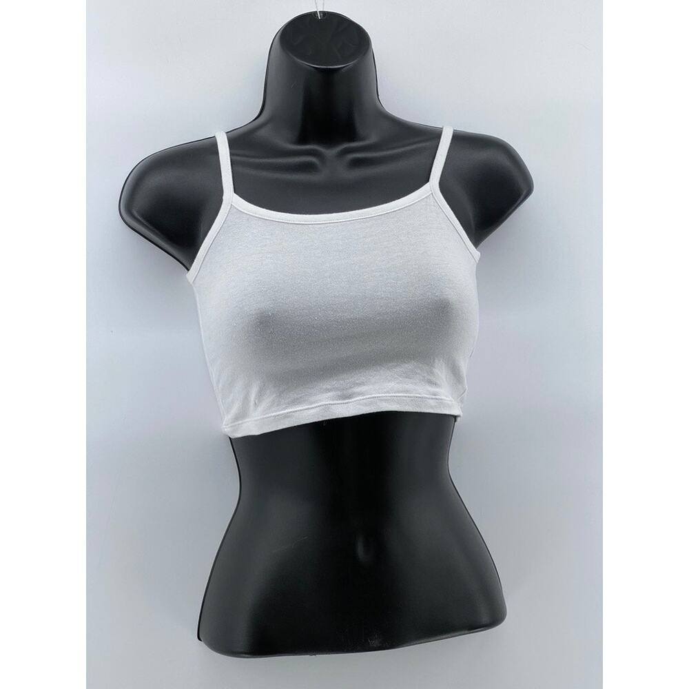 M PLAY GROUND Women's White Solid Scoop-Neck Spaghetti Strap Tank Top SZ XS